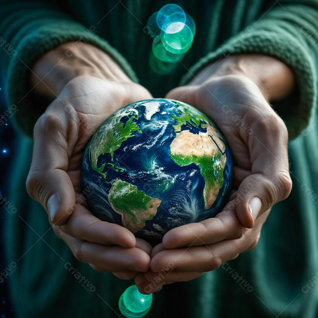 Mãos segurando o planeta Terra