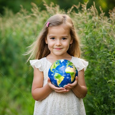 Menina com o planeta terra