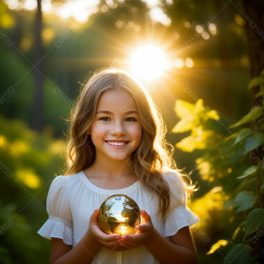 Menina com o planeta terra