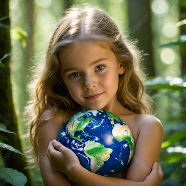 Menina com o planeta terra