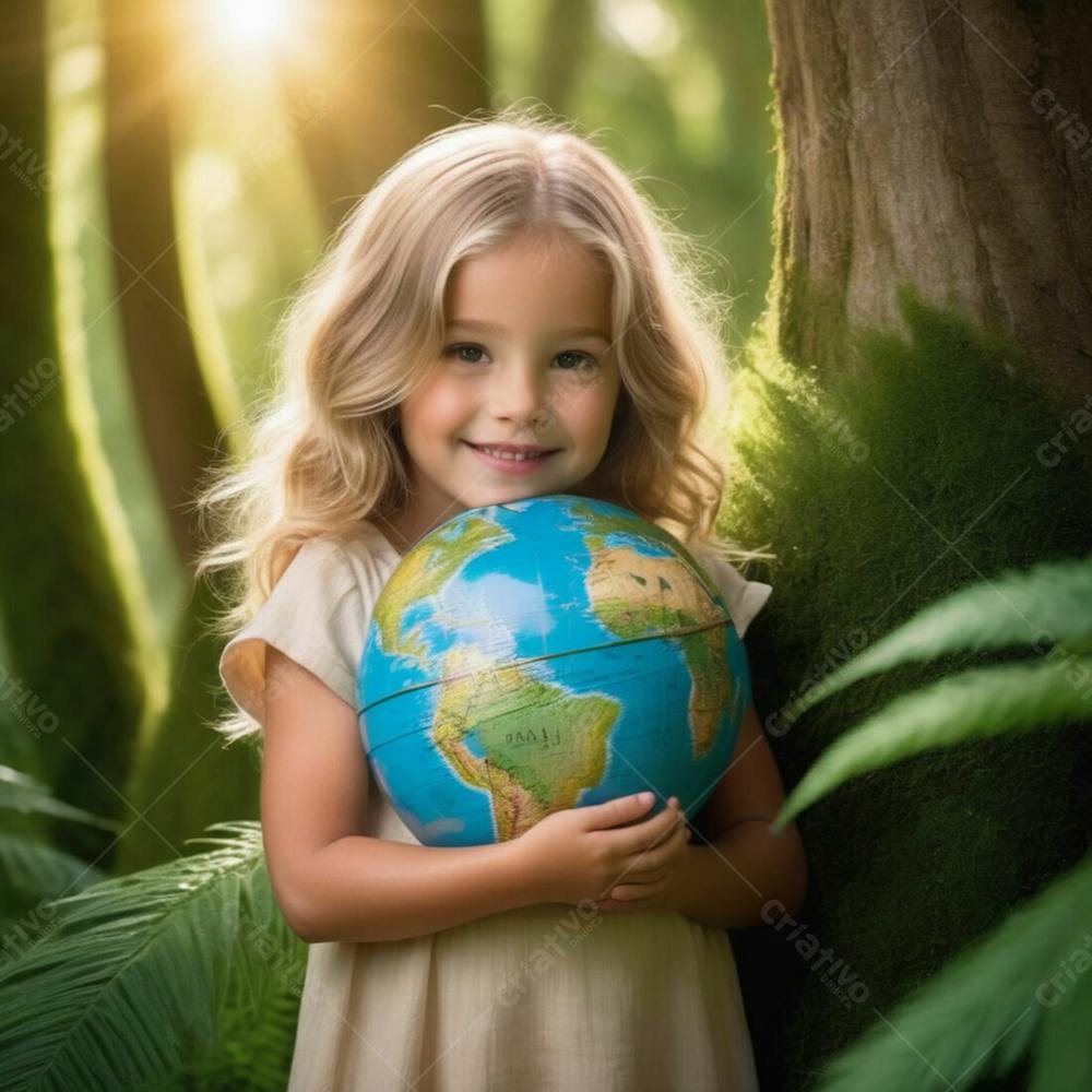 Menina Com O Planeta Terra  (20)