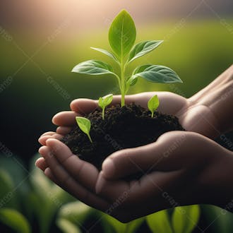 Mãos segurando planta terra em alta qualidade