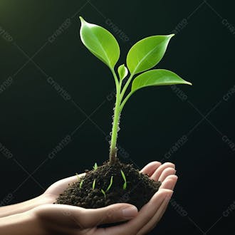 Mãos segurando planta terra em alta qualidade