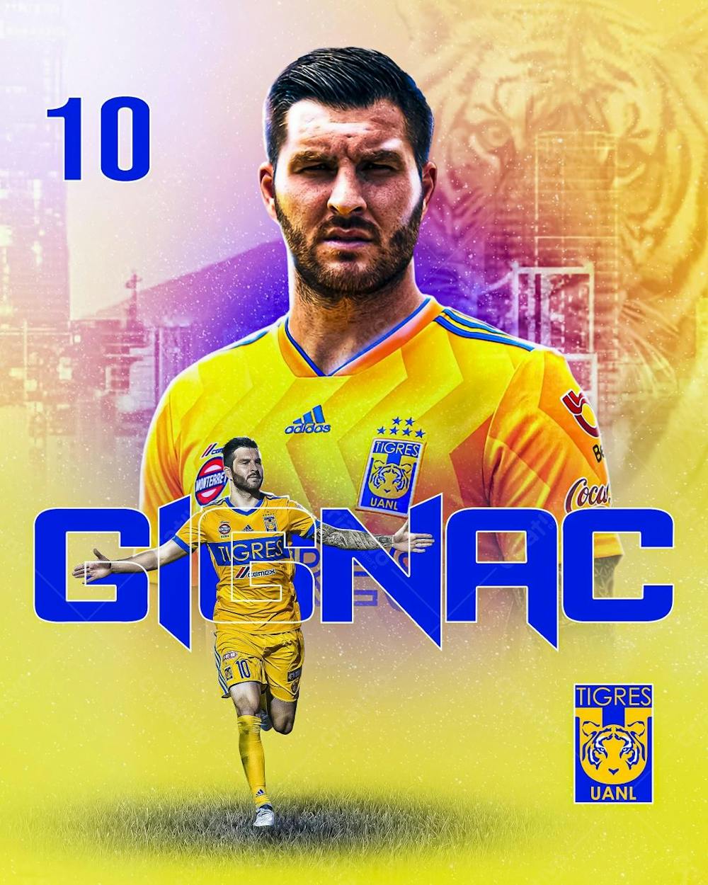 Flyer Futebol Jogador Gignac Tigres Mexico Social Media