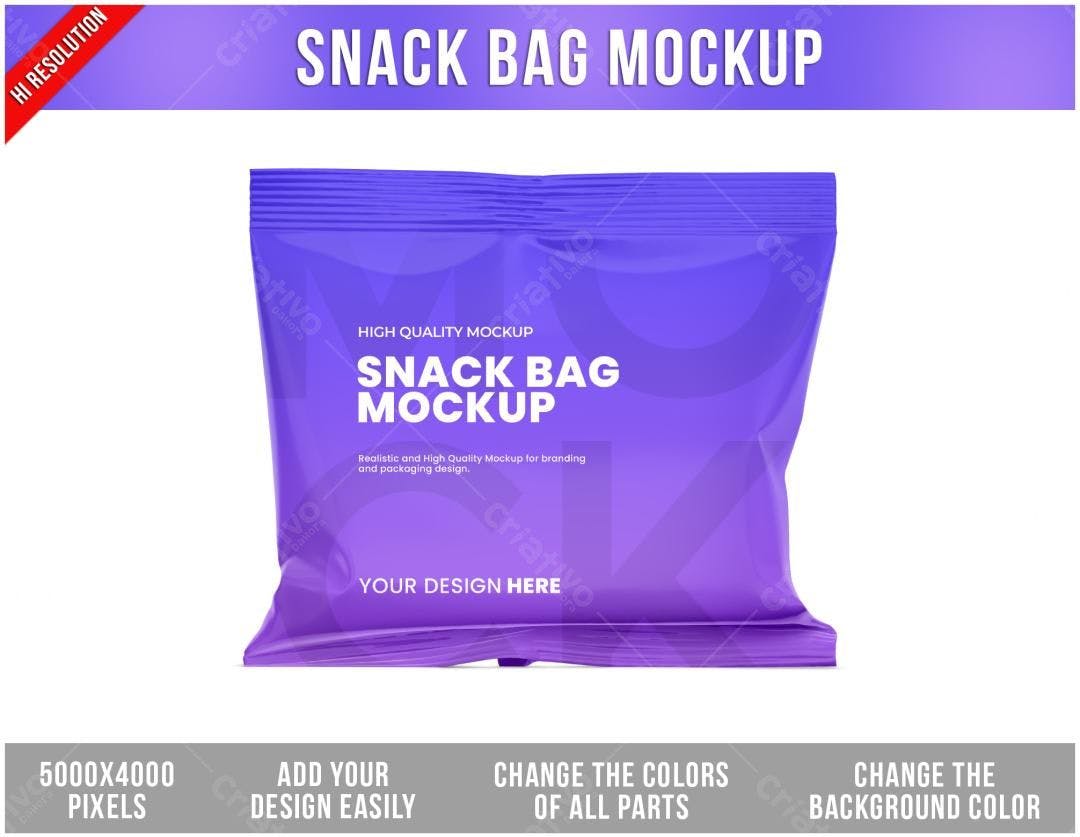 Mockup de Embalagem para Snacks PSD Editável