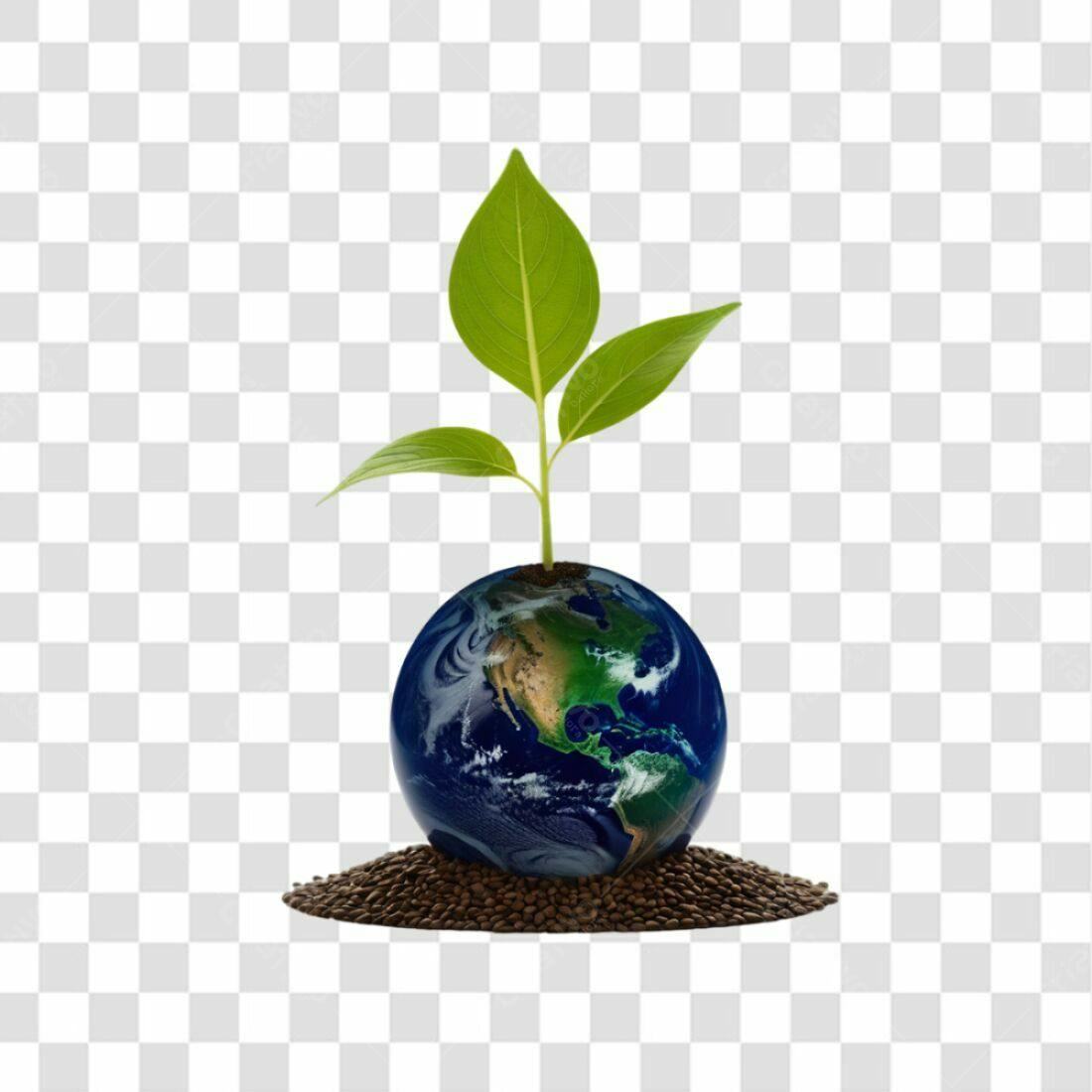 Icone Dia da Terra Planta crescendo no planeta PNG com fundo transparente