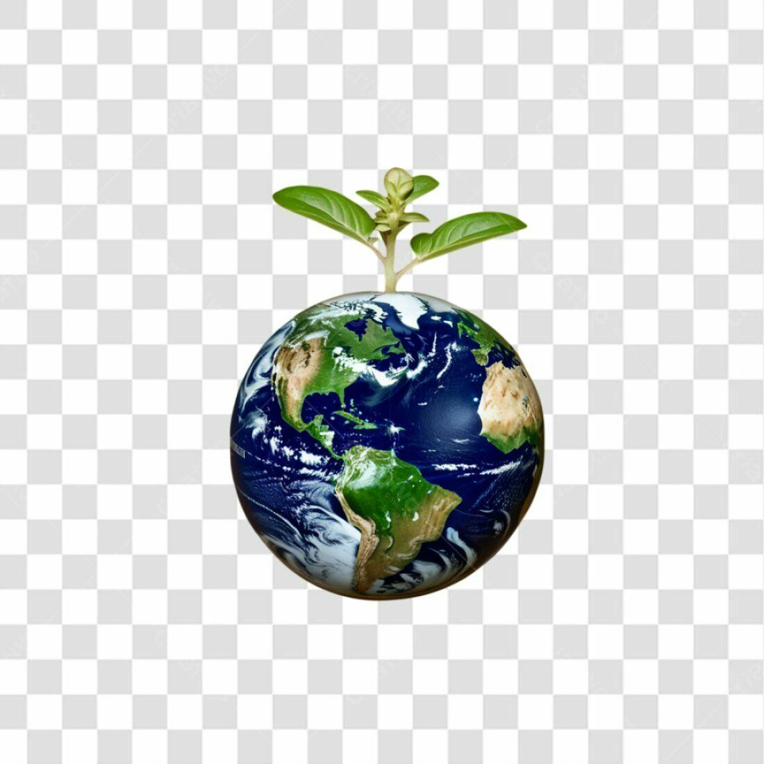 Icone Planeta Terra com Planta PNG com fundo transparente