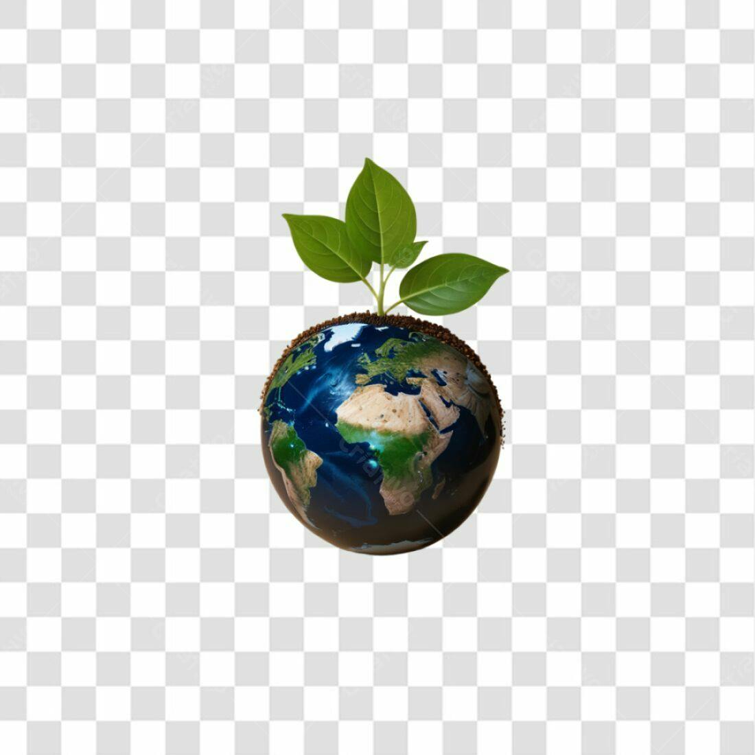 Icone Planeta Terra com Planta PNG com fundo transparente