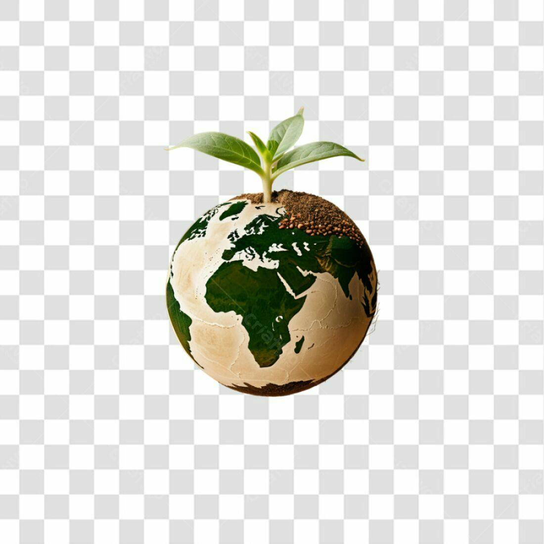 Icone Planeta Terra com Planta PNG com fundo transparente