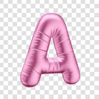Alfabeto letra a em 3d formato de balão rosa dia da mulher dia das mães menina aniversário fundo transparente