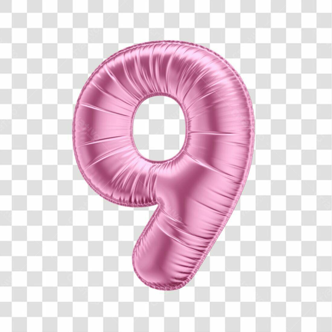 Icone Número 9 Rosa Balão PNG com fundo transparente
