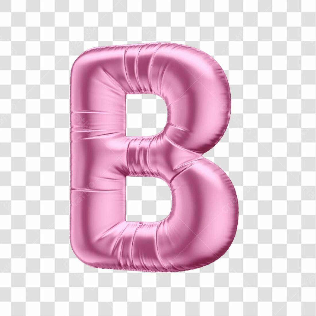 Icone letra B Rosa Balão PNG com fundo transparente