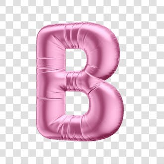 Alfabeto letra b em 3d formato de balão rosa dia da mulher dia das mães menina aniversário fundo transparente