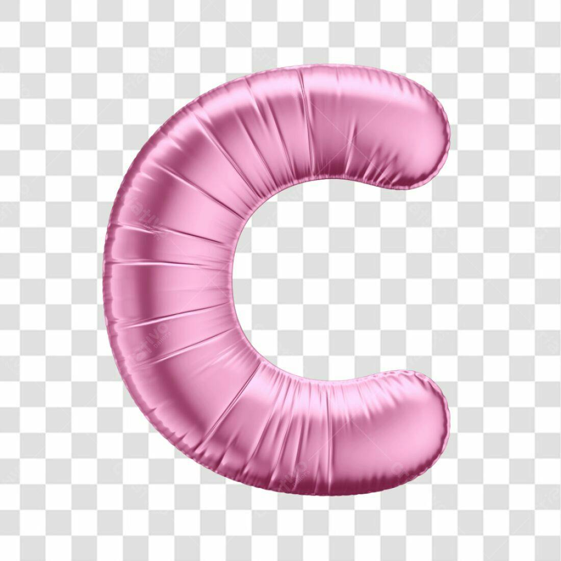 Icone Letra C Rosa Balão PNG com fundo transparente
