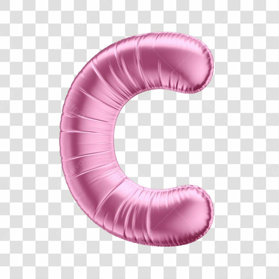 Icone Letra C Rosa Balão PNG com fundo transparente