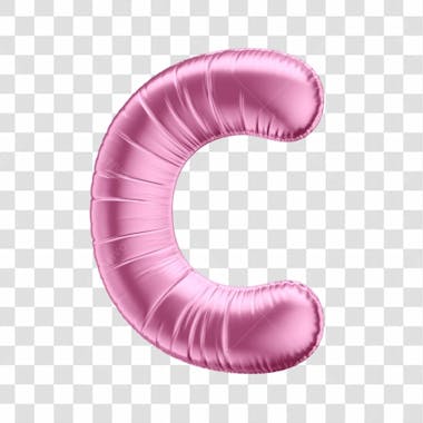 Alfabeto letra c em 3d formato de balão rosa dia da mulher dia das mães menina aniversário fundo transparente