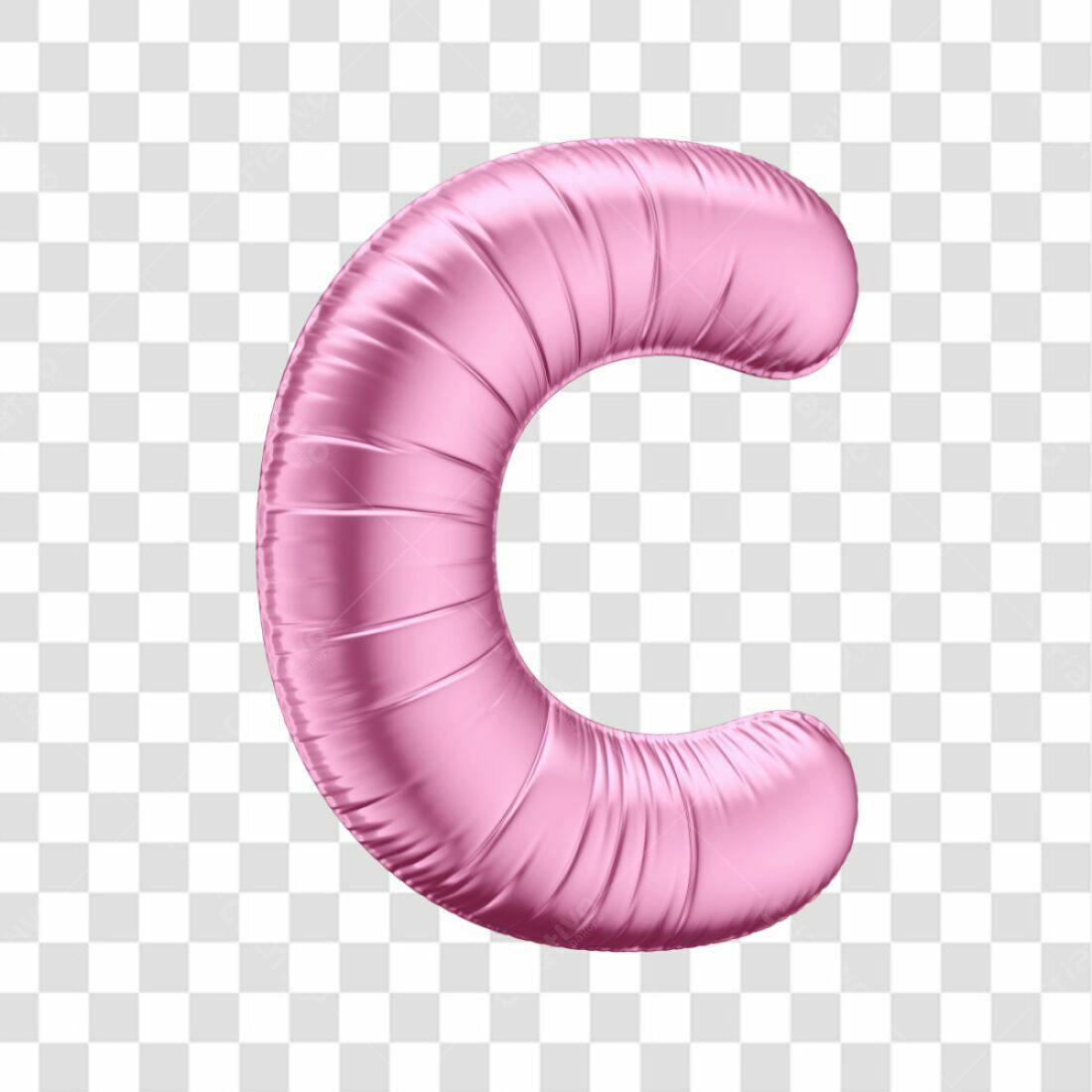 Icone Letra C Rosa Balão PNG com fundo transparente