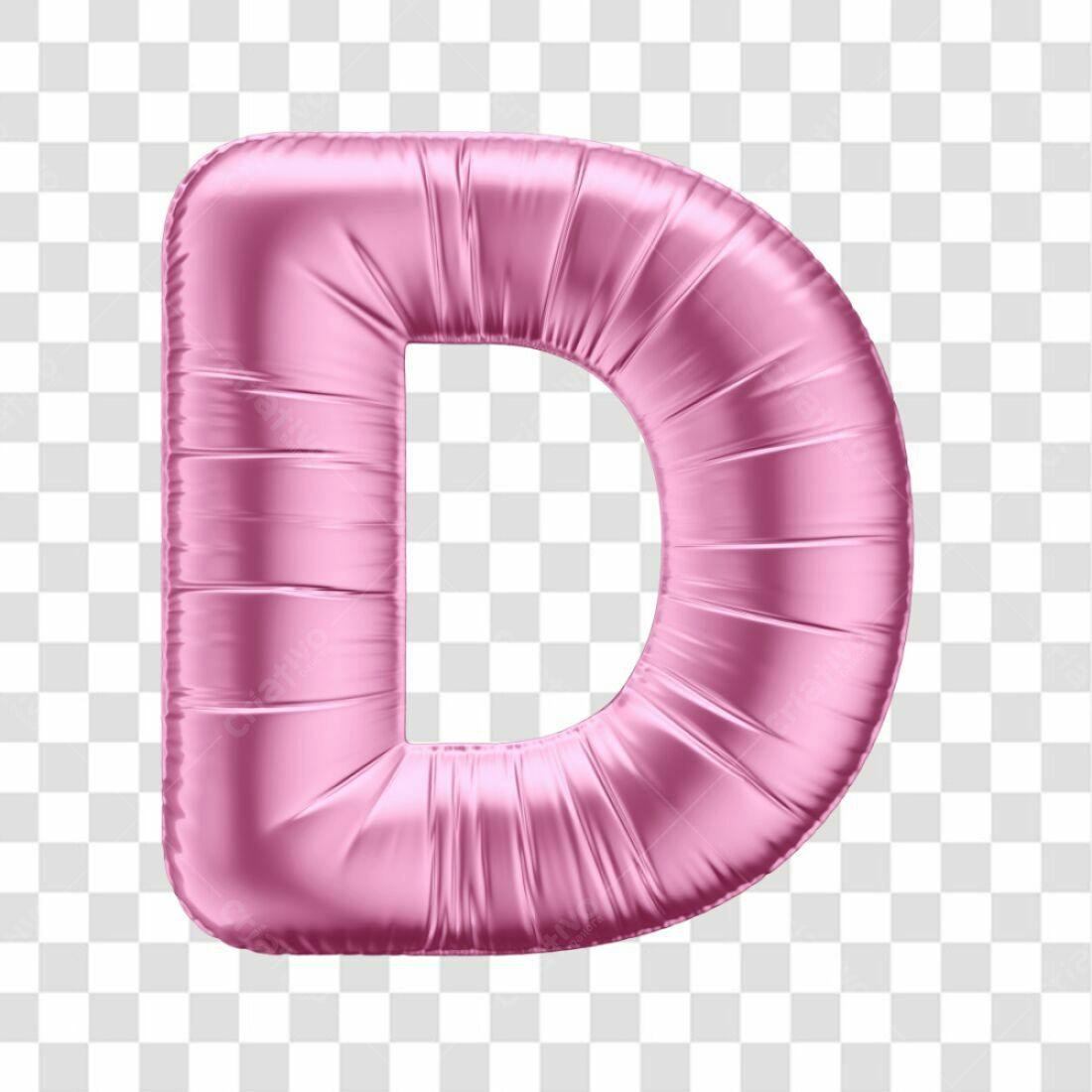 Icone alfabeto letra D rosa balão PNG com fundo transparente