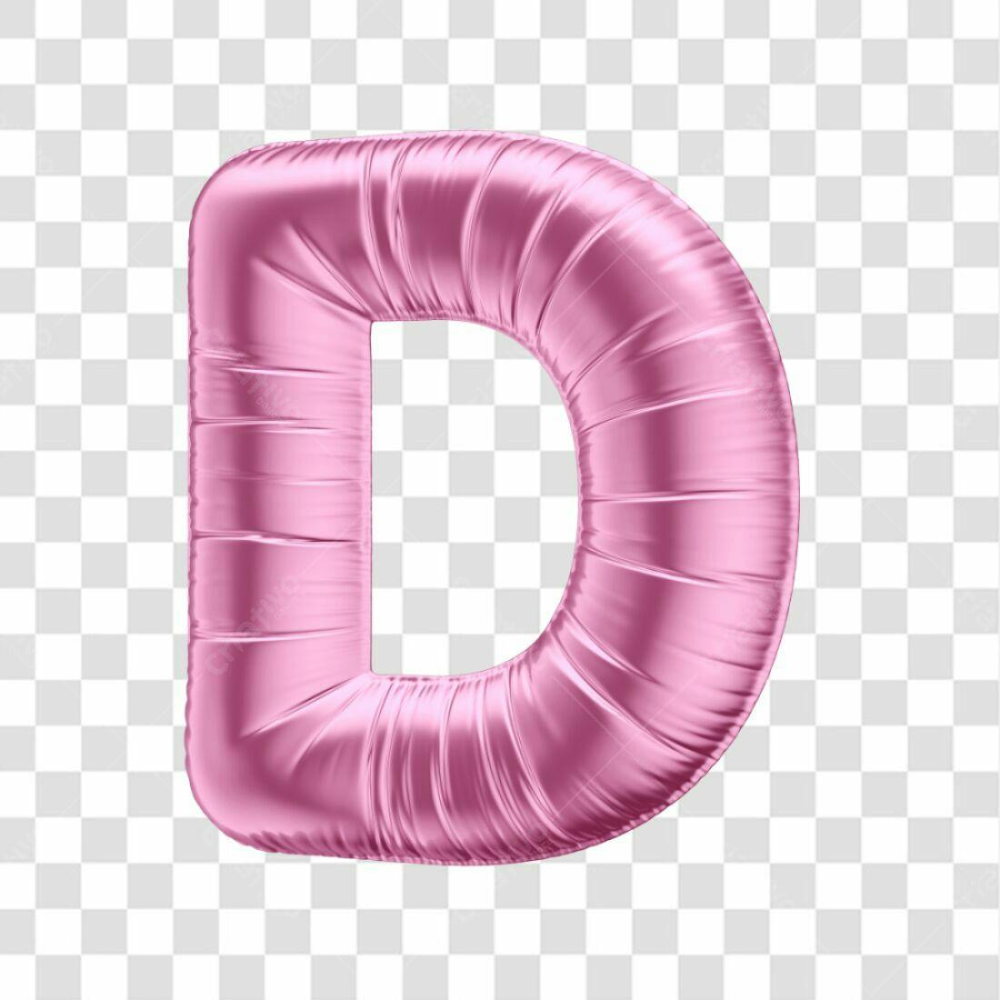 Icone Letra D Rosa Balão PNG com fundo transparente