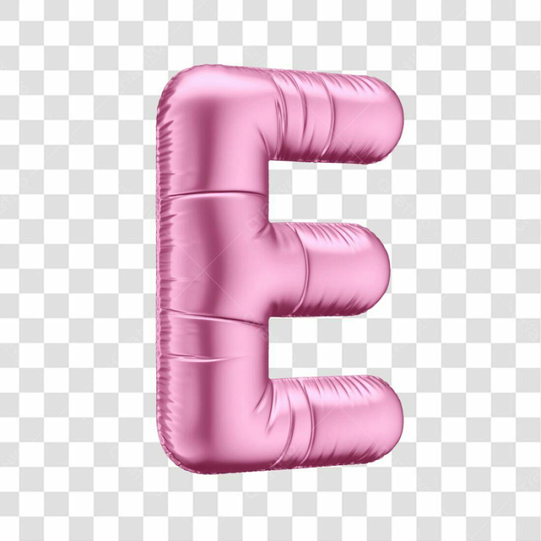 Icone Letra E Rosa Balão PNG com fundo transparente