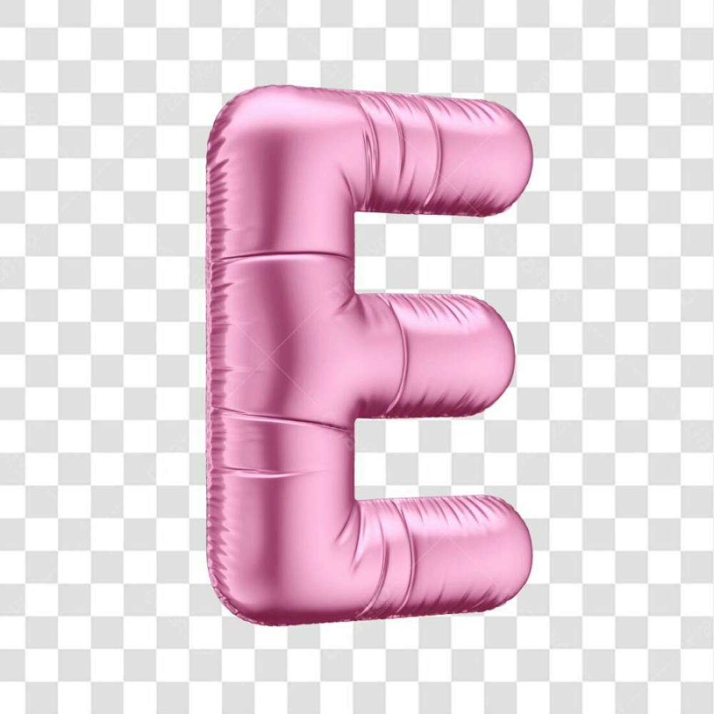 Alfabeto Letra E Em 3D Formato De Balão Rosa Dia Da Mulher Dia Das Mães Menina Aniversário Fundo Transparente (1)