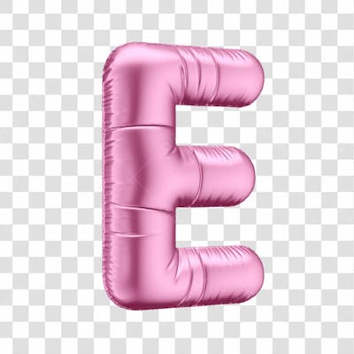 Alfabeto Letra E Em 3D Formato De Balão Rosa Dia Da Mulher Dia Das Mães Menina Aniversário Fundo Transparente (1)