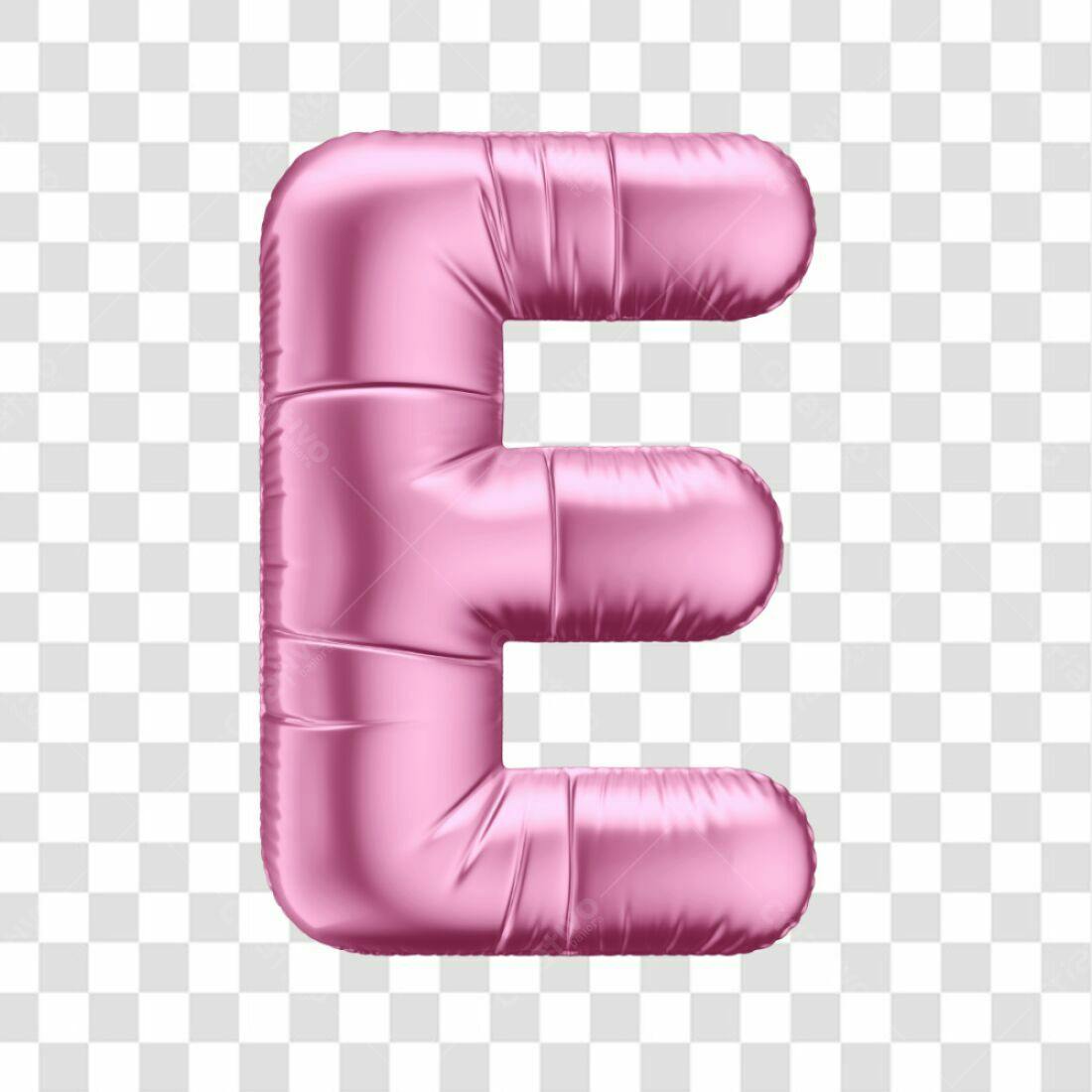 Icone Letra E Rosa Balão PNG com fundo transparente