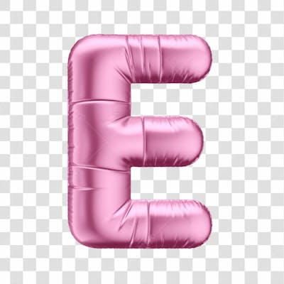Alfabeto Letra E Em 3D Formato De Balão Rosa Dia Da Mulher Dia Das Mães Menina Aniversário Fundo Transparente (2)
