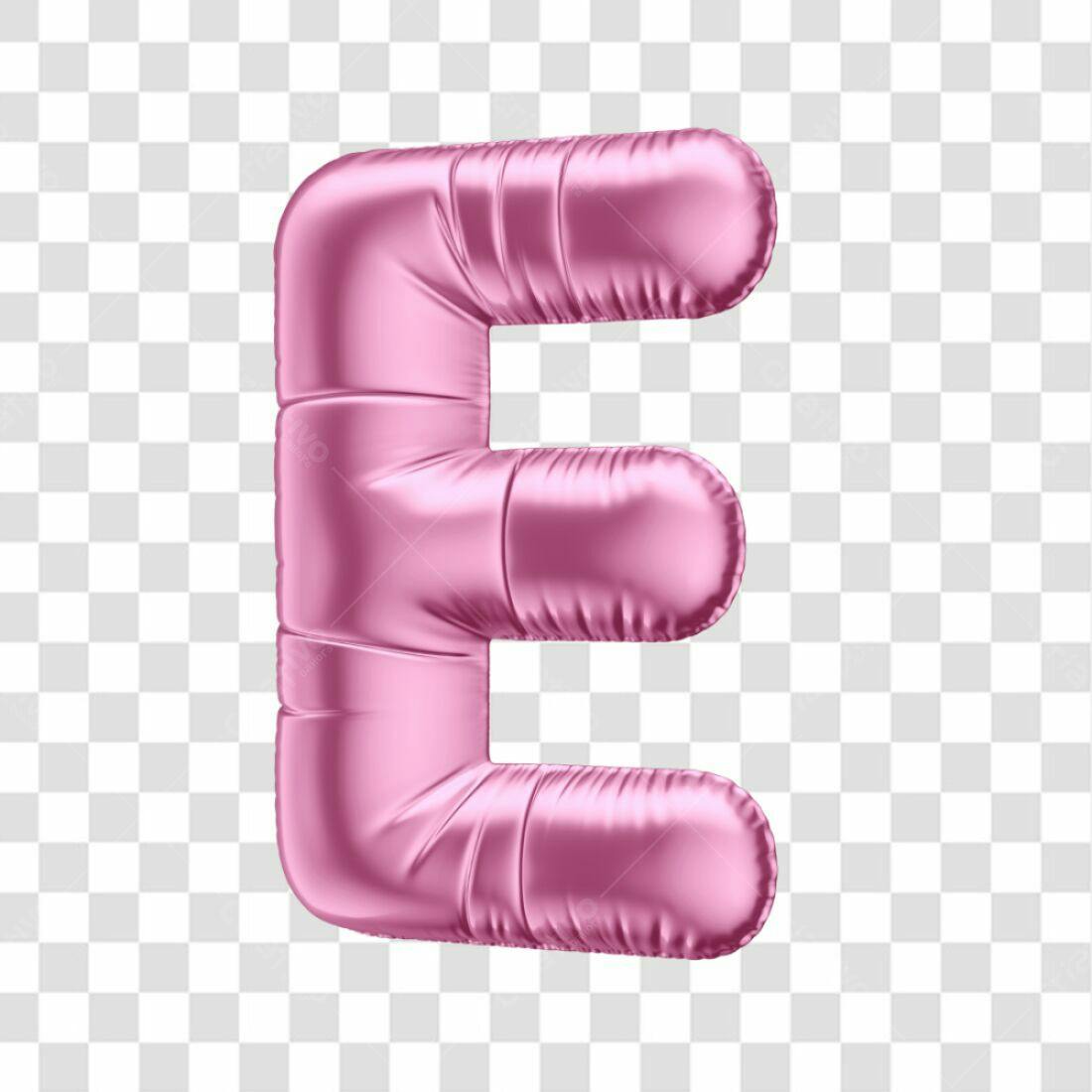 Icone Letra E Rosa Balão PNG com fundo transparente