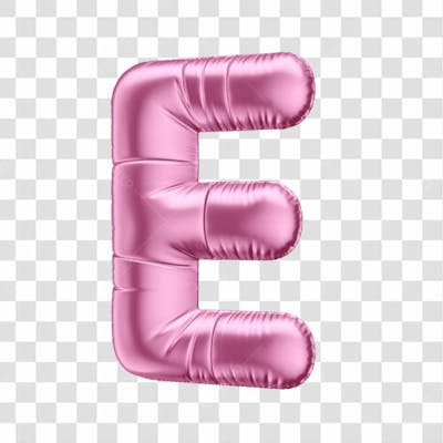 Alfabeto Letra E Em 3D Formato De Balão Rosa Dia Da Mulher Dia Das Mães Menina Aniversário Fundo Transparente (3)