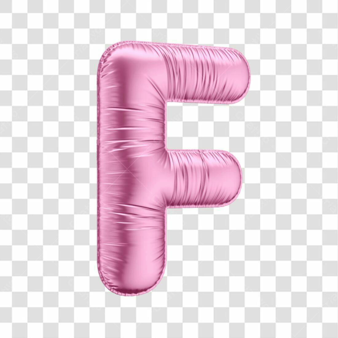 Icone Letra F Rosa Balão PNG com fundo transparente