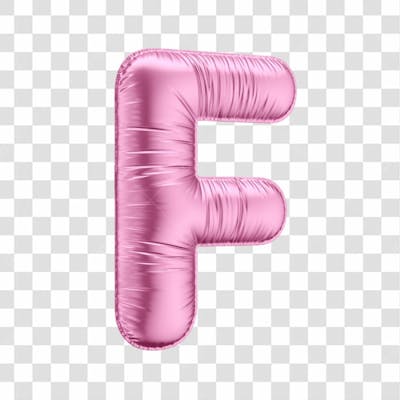 Alfabeto Letra F Em 3D Formato De Balão Rosa Dia Da Mulher Dia Das Mães Menina Aniversário Fundo Transparente (1)