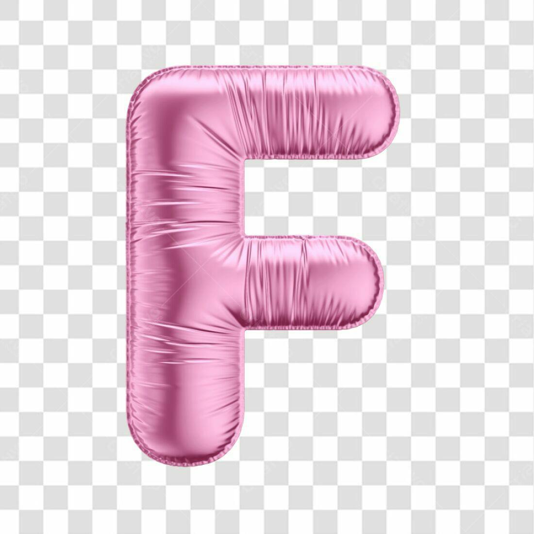 Icone Letra F Rosa Balão PNG com fundo transparente