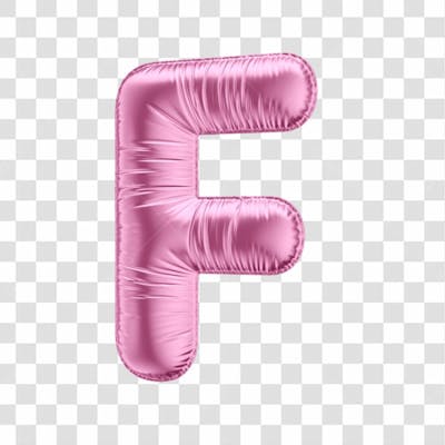 Alfabeto Letra F Em 3D Formato De Balão Rosa Dia Da Mulher Dia Das Mães Menina Aniversário Fundo Transparente (3)