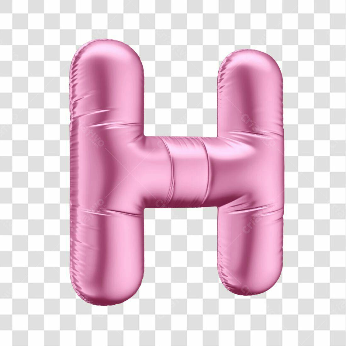 Icone Letra H Rosa Balão PNG com fundo transparente
