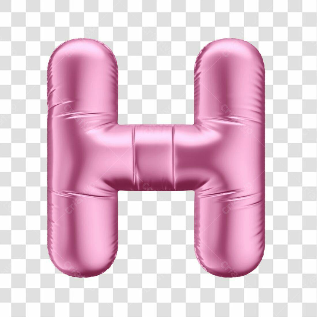 Icone Letra H Rosa Balão PNG com fundo transparente