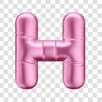 Alfabeto letra h em 3d formato de balão rosa dia da mulher dia das mães menina aniversário fundo transparente