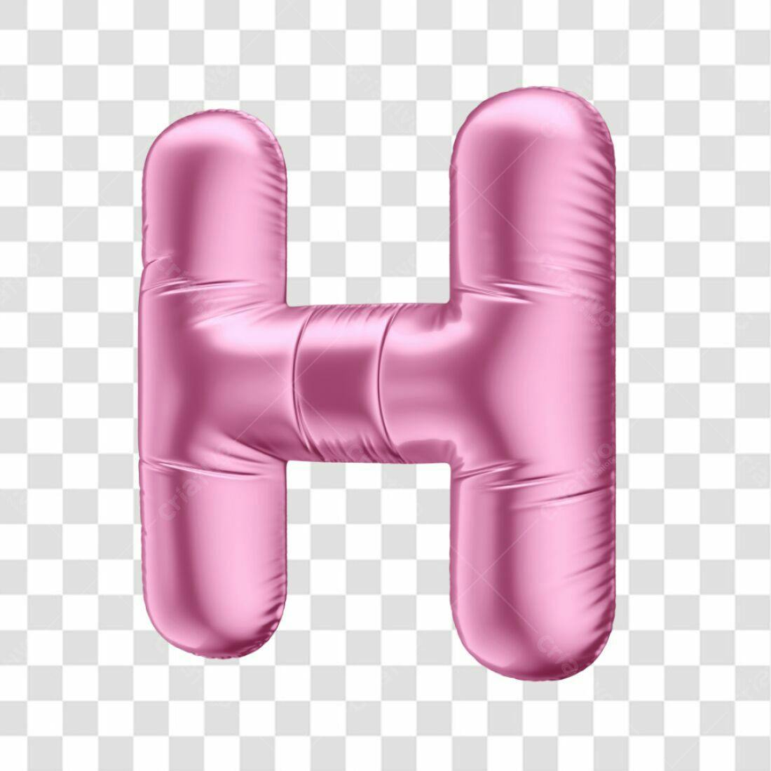 Icone Letra H Rosa Balão PNG com fundo transparente