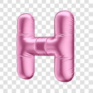 Alfabeto letra h em 3d formato de balão rosa dia da mulher dia das mães menina aniversário fundo transparente