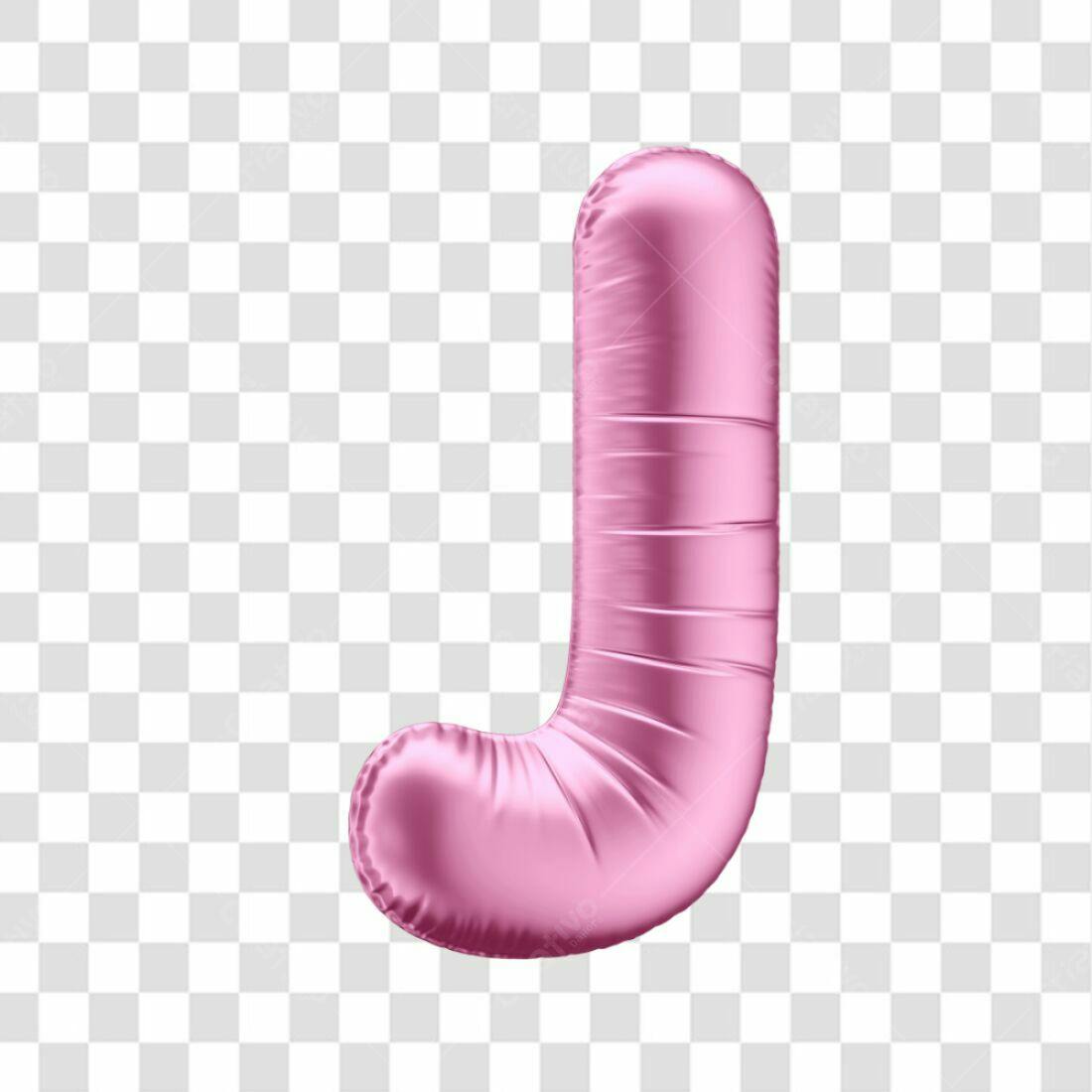 Icone Letra J Rosa Balão PNG com fundo transparente