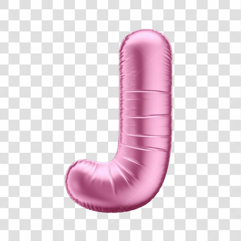 Alfabeto Letra J Em 3D Formato De Balão Rosa Dia Da Mulher Dia Das Mães Menina Aniversário Fundo Transparente (2)