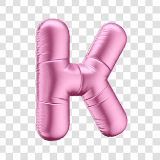 Alfabeto letra k em 3d formato de balão rosa dia da mulher dia das mães menina aniversário fundo transparente