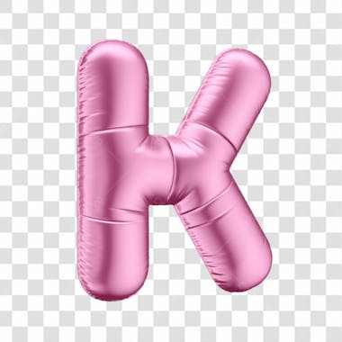 Alfabeto letra k em 3d formato de balão rosa dia da mulher dia das mães menina aniversário fundo transparente