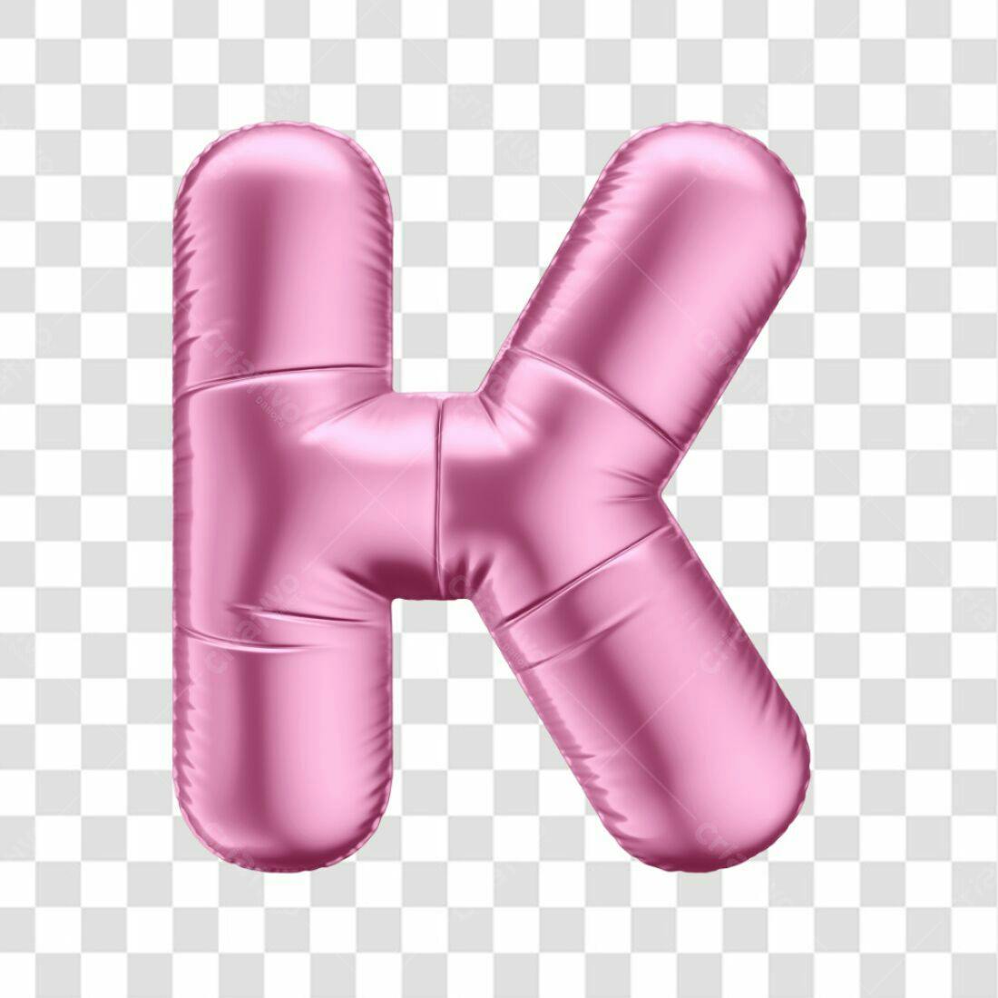 Icone Letra K Rosa Balão PNG com fundo transparente