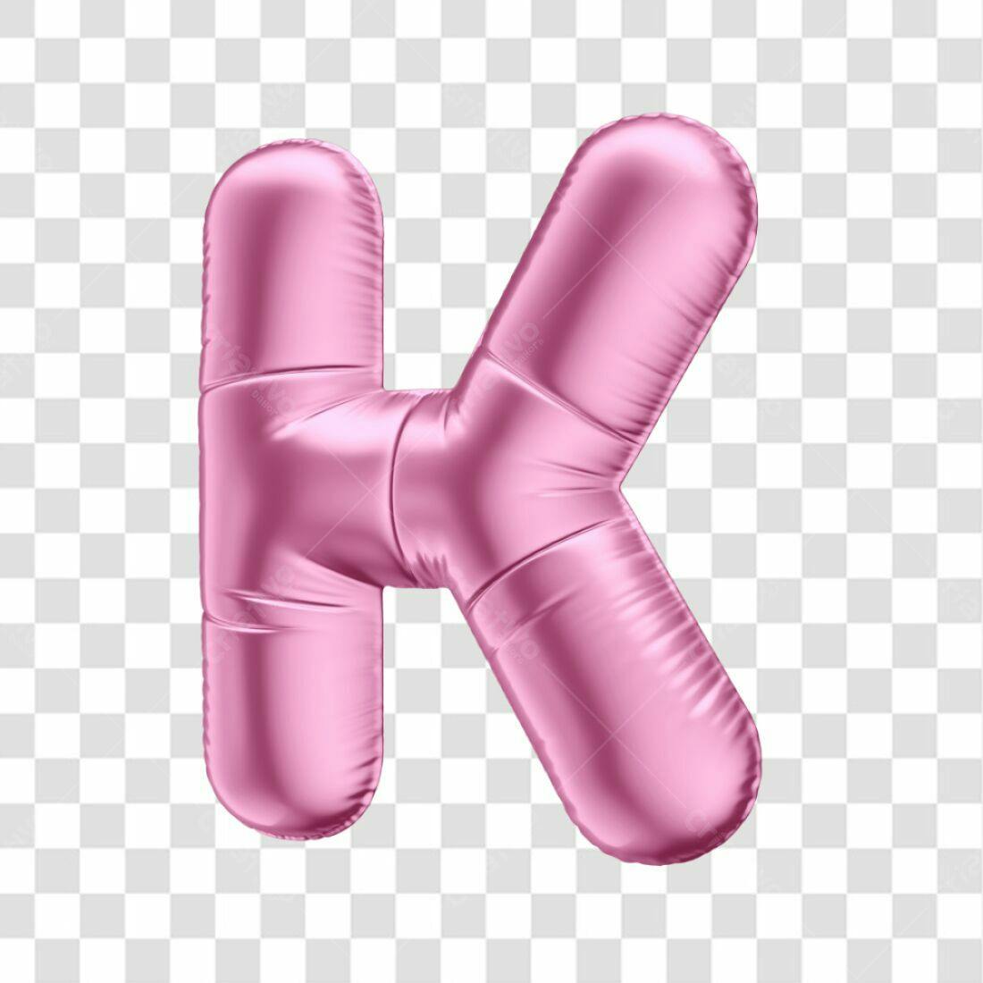 Icone Letra K Rosa Balão PNG com fundo transparente
