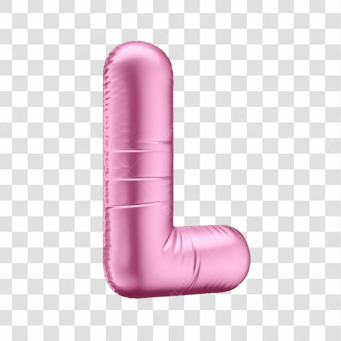 Icone Letra L Rosa Balão PNG com fundo transparente