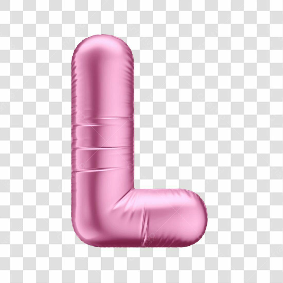 Icone Letra L Rosa Balão PNG com fundo transparente