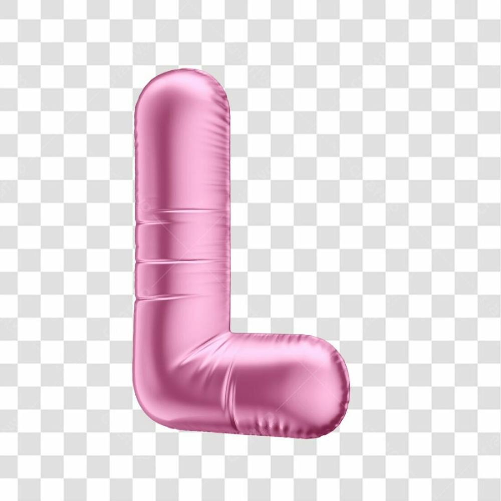 Alfabeto Letra L Em 3D Formato De Balão Rosa Dia Da Mulher Dia Das Mães Menina Aniversário Fundo Transparente (3)