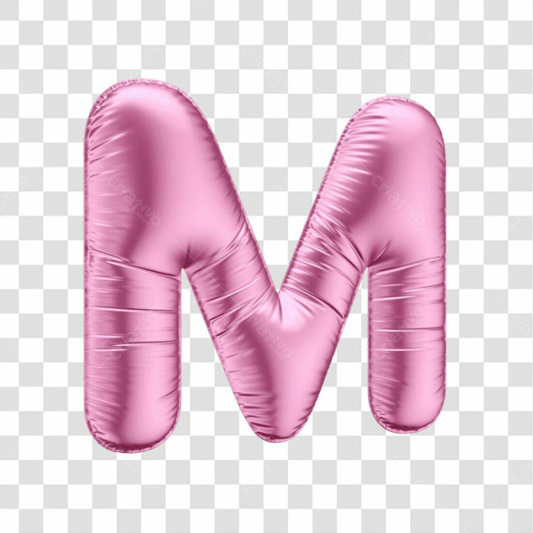 Icone Letra M Rosa Balão PNG com fundo transparente