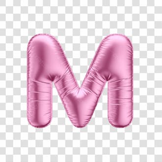Alfabeto letra m em 3d formato de balão rosa dia da mulher dia das mães menina aniversário fundo transparente